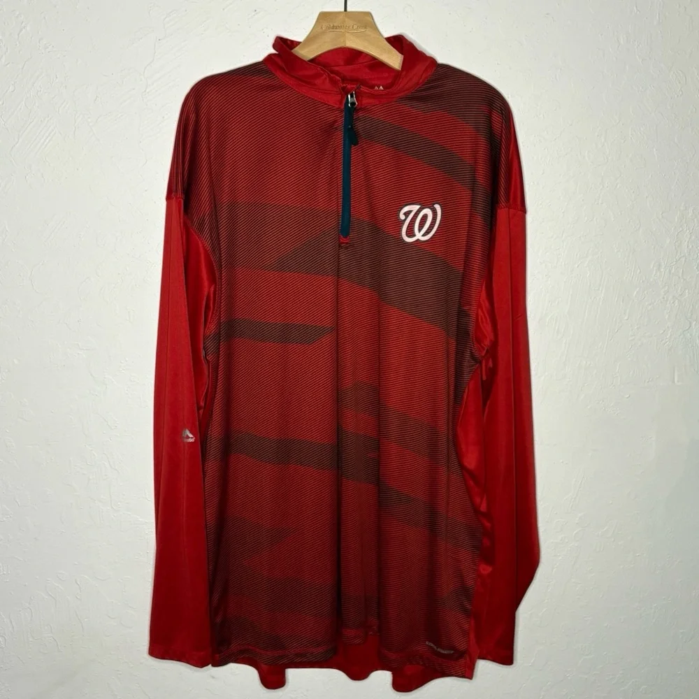 Majestic Washington Nationals Nats Cool Base 1/4 Zip Baseball Jacket Men‎ 2XLT
